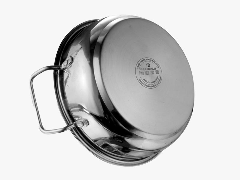Stainless Steel Kadhai with Capsulated Induction Bottom (SS Handle)and SS Lid